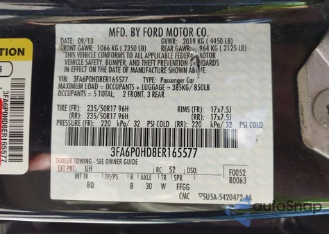 2014 Ford Fusion Se из США, поврежденный, VIN 3FA6P0HD8ER165577